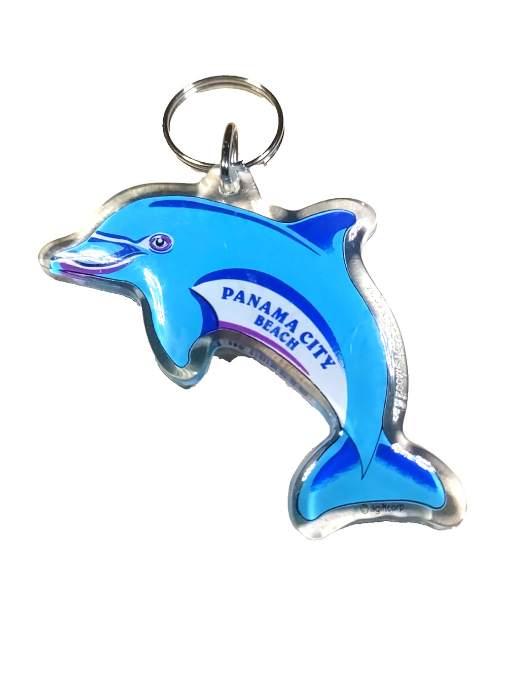 Panama City Florida Acrylic Blue Dolphin Souvenir Keychain